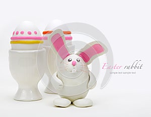 Plasticine rabbit with easter eggs