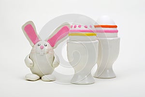 Plasticine rabbit with easter eggs