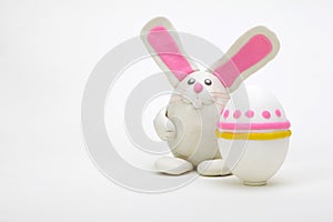 Plasticine rabbit with easter eggs