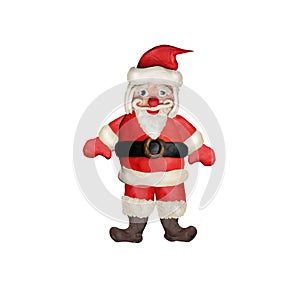 Plasticine Santa Claus 3D rendering sculpture isolated on white
