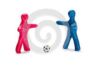 Plasticine small people soccer players