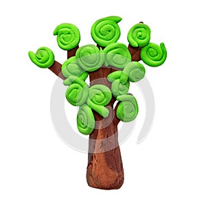 Plasticine tree, isolated on white