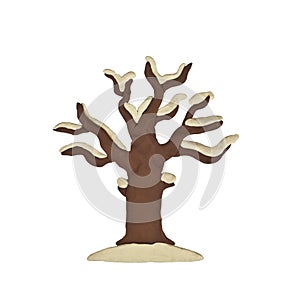 Plasticine tree winter isolated on a white background