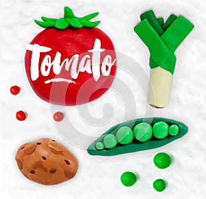 Plasticine vegetables tomato