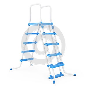 Plastick Outdoor Swimming Pool Ladder. 3d Rendering