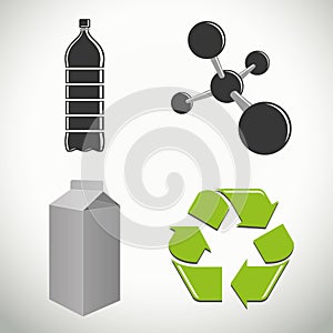 Plastics and recycling icons and symbols photo