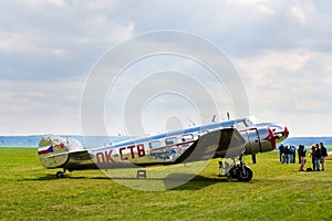 Lockheed Electra 10A vintage airplane preparing for flight on airport