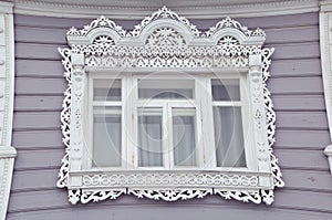 Platbands on an old house in Kolomna. Russian architecture