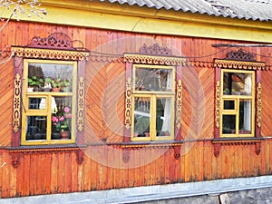 Platbands in the old village, a Russian village in the hinterland of Russia,