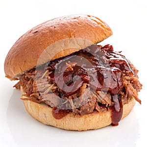 BBQ pulled pork isolated on white background photo