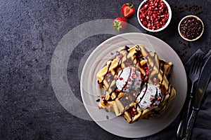 Plate of belgian waffles