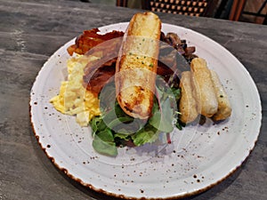 A plate of big breakfast meal