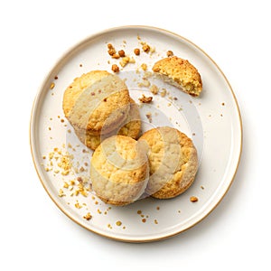 Plate of Biscuits Isolated on White Background