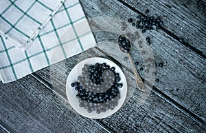 Plate with blueberries