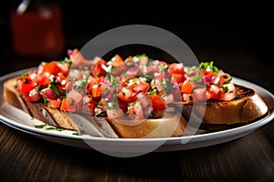 Plate bruschetta. Generate Ai