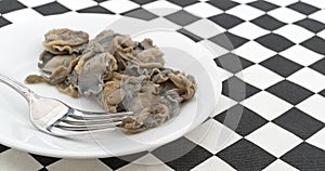 Plate of cherrystone clams with a fork