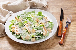 Plate of chicken caesar salad