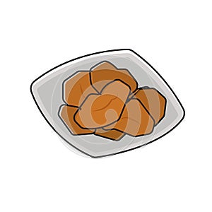 Plate of chicken nuggets. Vector