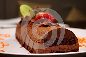 Plate of chocolate mousse cake