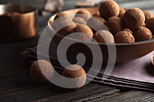 Plate and chocolate truffles