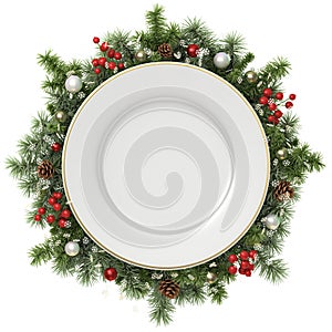 Plate in a Christmas wreath.