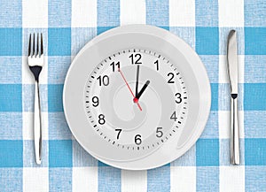 Plate with clockface - lunch time concept