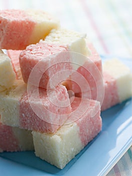 Plate of Coconut Ice Sweets