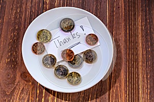 Plate with coins