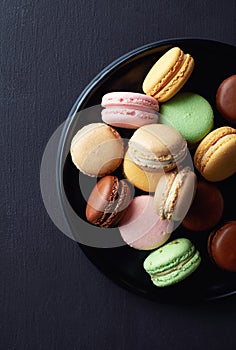 Plate of colorful macarons