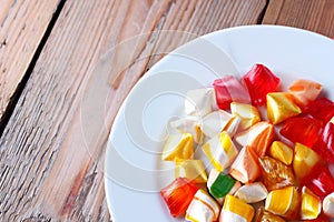 Plate with colorful sweet candies