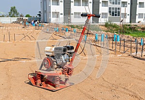 The Plate compactor at a construction site