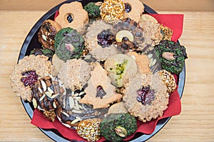 Plate with completely vegan christmas bisquits photo