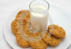 Plate of cookies and glass of milk