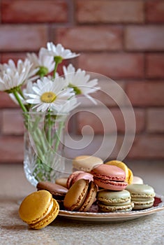 Plate of cookies and summer flowers