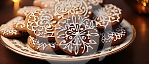 A plate of cookies with white frosting