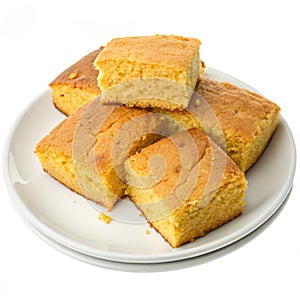 Plate of cornbread isolated