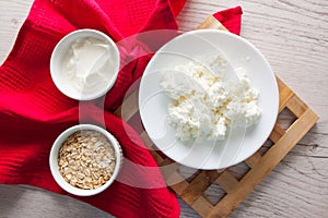 Plate of cottage cheese and sour cream