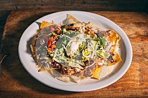 A plate of creamy nachos