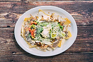 A plate of creamy nachos