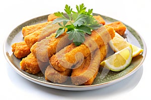 Fish sticks on a plate photo