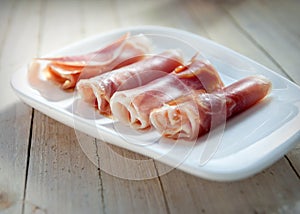 Plate of cured ham