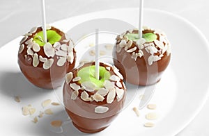 Plate with delicious caramel apples