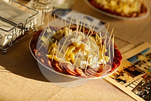 Plate with delicious various food