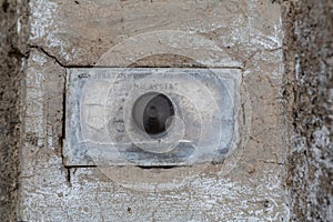 Plate detail of a historic land survey benchmark