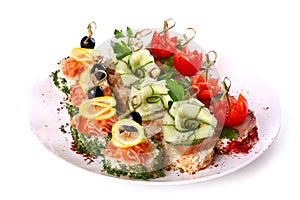 Plate of different canapes