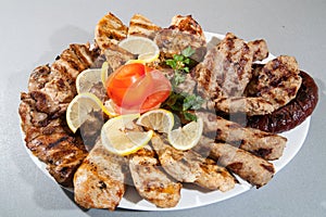 Plate of different meat. barbecue grill