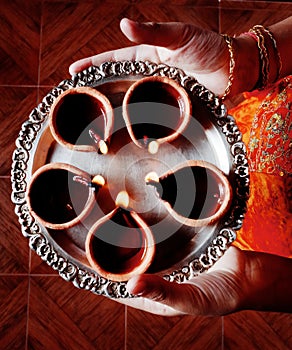 Plate of Diyas - Celebrations of diwali
