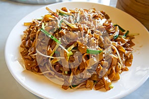 A plate of dry fried beef hor fun