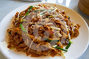 A plate of dry fried beef hor fun