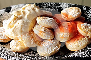 A plate of Dutch Poffertjes
